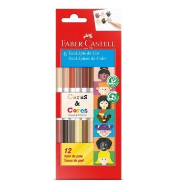 Estojo Lápis de Cor C/6 Caras&cores 12 Tons de Pele 120606cc Faber
